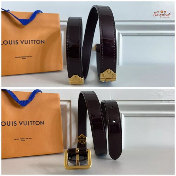Authentic Louis Vuitton Amaranto Monogram Vernis Leather Gold Buckle Belt 75/30 - Picture 9 of 12